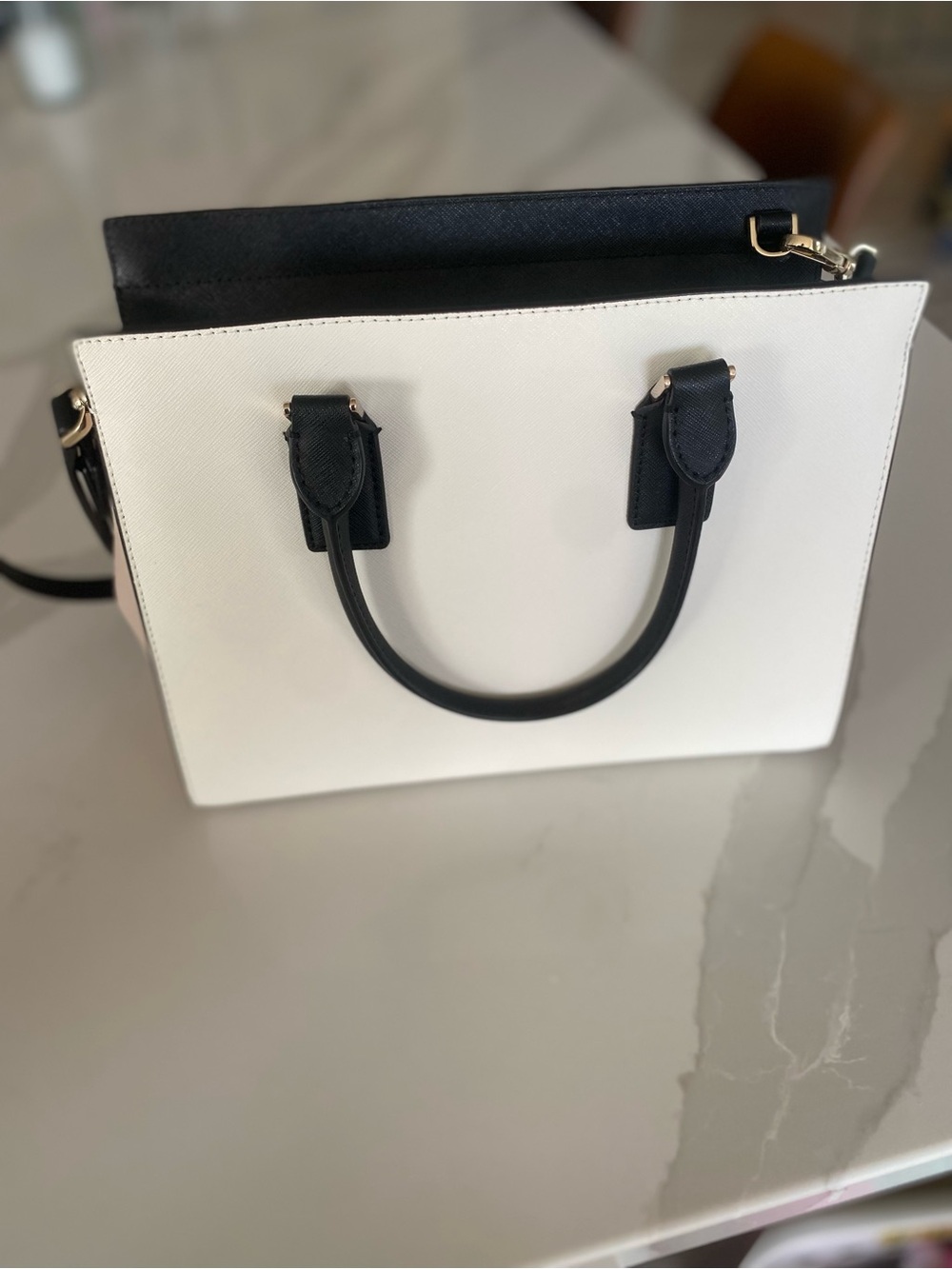 Kate Spade New York Black White Colorblock Medium Satchel Zip Detachable Strap - Picture 7 of 11